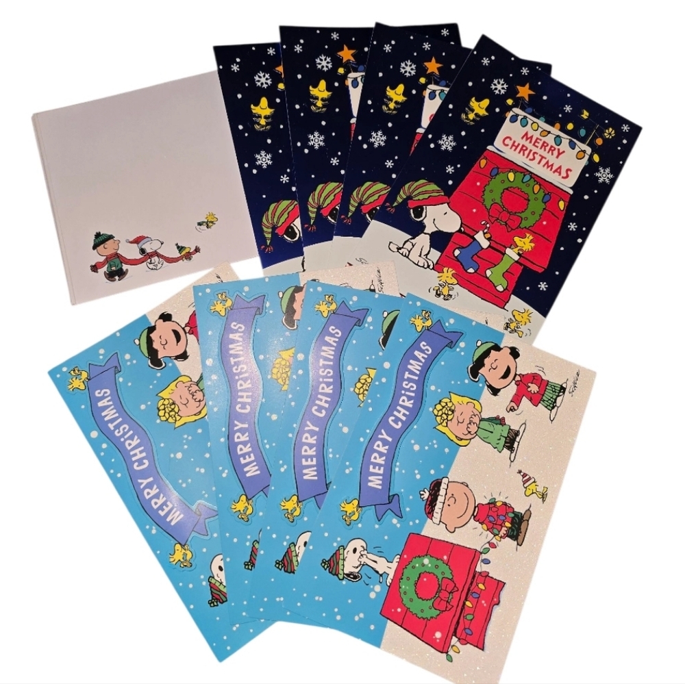 Peanuts Snoopy Charlie Brown Festive Holiday Christmas Cards Set Of 8